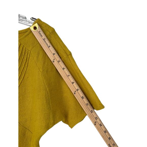 Lerario Beatriz 100% Wool Dolman Sleeve Top Chartreuse Size 10 Lagenlook Modern - Picture 10 of 10